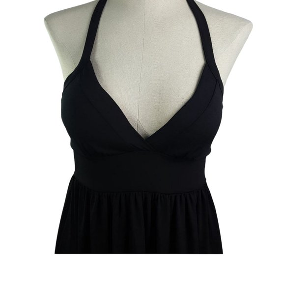 Halter Tie Back Dress Sz M Empire Padded Bust Black summer Sun Dress - Picture 3 of 10